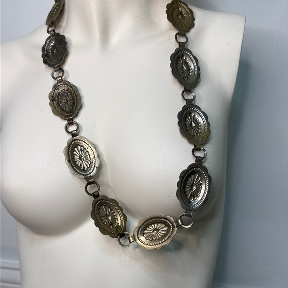 Vintage Silver-Tone Concho Belt | 33” | Hook Clasp | Western Style